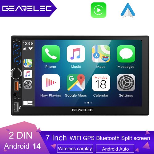 Immagine di Autoradio da 7 pollici 2 Din Android 13 Carplay Android Auto Lettore multimediale per auto universale Autoradio HD Touch Screen FM Bluetooth