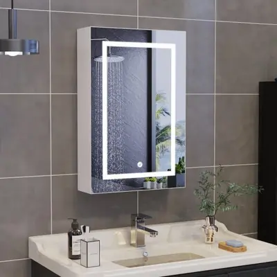 Image de Armoire de Toilette LED Antibuee avec Étagères Réglables
