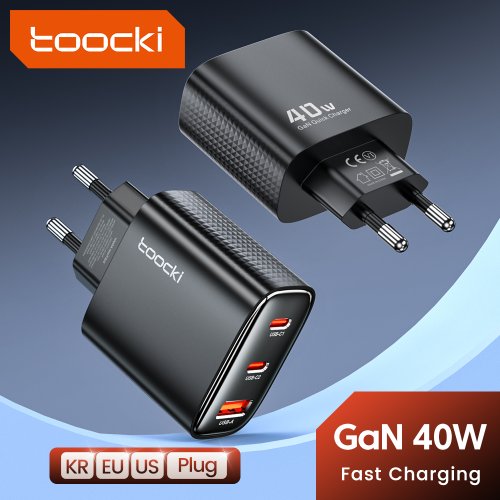 Afbeelding van Toocki 40W USB-C Snelle Oplader met GaN-Technologie voor iPhone 15, 14, 13, 12 Pro Max, iPad, Samsung Galaxy S24, S23 en Xiaomi Toestellen