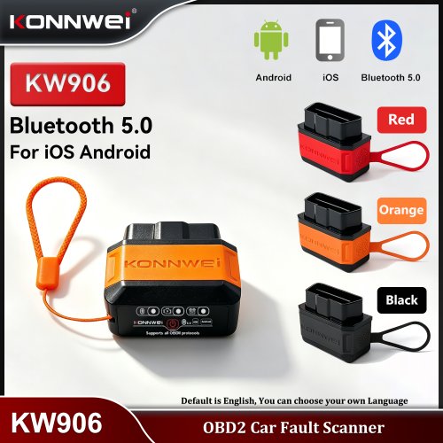 Imagen de Escáner OBD2 Bluetooth 5.0 Konnwei KW906 Elm327 V1.5 para Diagnóstico de Vehículos con App para Android e iOS