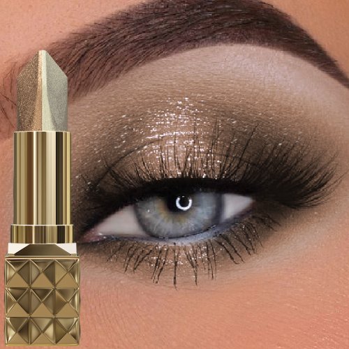 Image of Natural Dual-Tone Eye Shadow Stick with Shimmer & Glitter – Brown Dimensional Makeup for Women, Long-Lasting & Wearable Over Existing Makeup