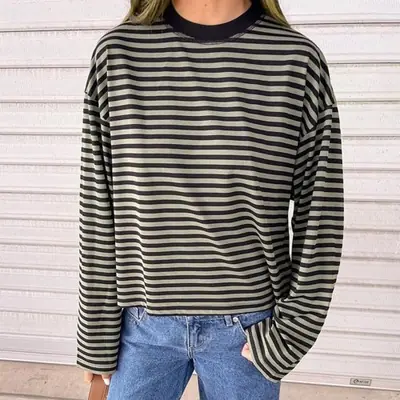 Image de Chemise Y2K Rayée - Style Grunge Streetwear Femme