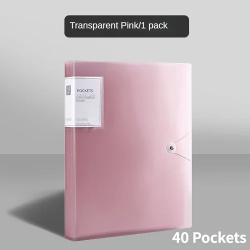 Image of 40 Pages File Bag A4 Transparent File Folder Large Capacity Dustproof Waterproof File Organizer Student Score Test Paper Holder