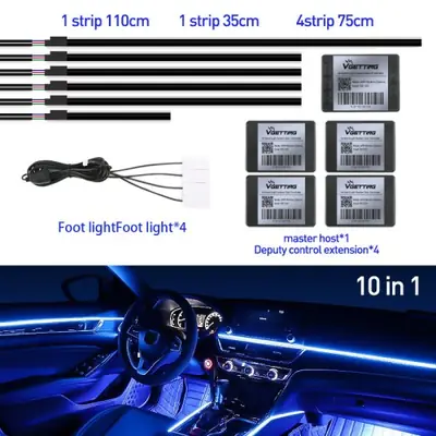 Image de Lumières LED Ambiantes pour Voiture - Éclairage Intérieur RVB