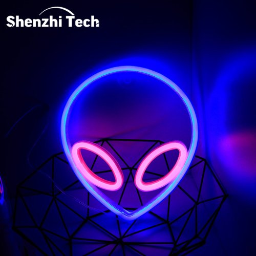 Imagen de Lámpara de Pared LED Neon con Diseño Alienígena - Iluminación Decorativa para Habitaciones Infantiles, Juegos, Oficinas y Fiestas