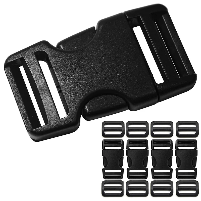 Image of 4-Pack Adjustable Plastic Release Buckles for Luggage Straps – Durable Dual-Clasp Clips for Nylon Webbing, Outdoor Backpacks & Travel Bags