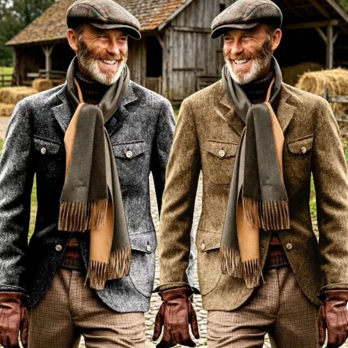 Afbeelding van Vintage Britse Tweed Sportjas met Visgraatpatroon – Heren Jachtjas met Opstaande Kraag en Meerdere Zakken, Dikke Blazer voor Casual en Formele Gelegenheden