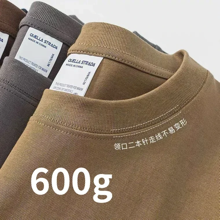 Imagen de Camisetas de Algodón Pesado 600g para Hombres y Mujeres – Algodón Puro de Fibra Larga, Manga Larga, Tres Pines, Alta Calidad y Diseño Premium