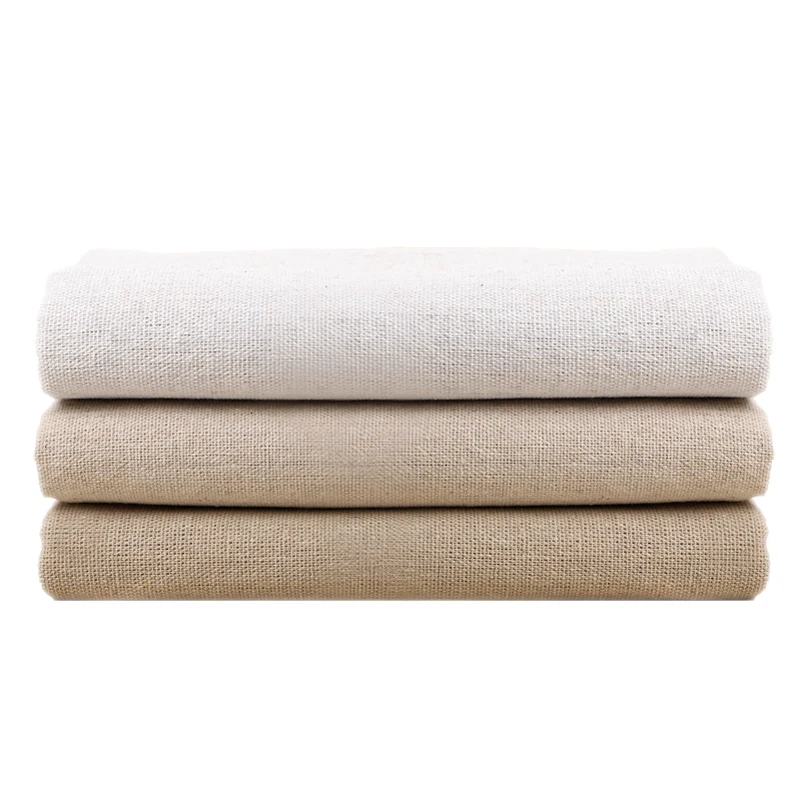 Image of Premium Natural Cotton Linen Fabric in Greige – 150x50cm & 150x500cm for Embroidery, Sewing, and DIY Home Decor Projects
