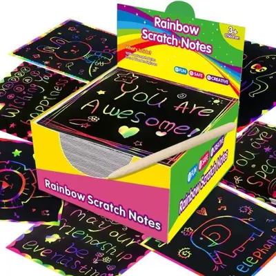 Kit de Papier à Gratter Arc-en-Ciel - 100 Pièces