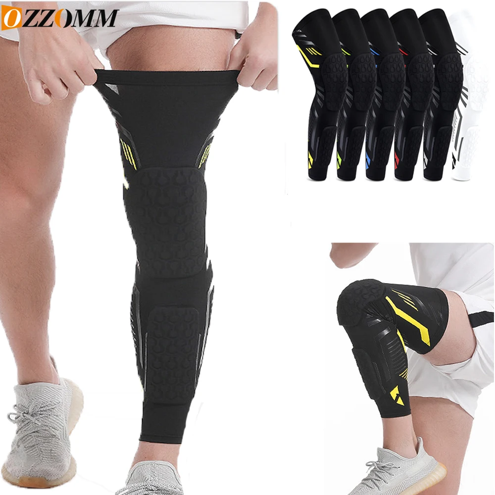 Image of Premium Padded Knee Compression Sleeve with Long Leg Support for Soccer, Running, and Sports – Protective Calf & Shin Brace for Adults and Youth