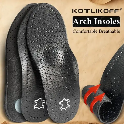 Image de Semelles Orthopédiques Cuir - Soutien d'Arc Haute Performance