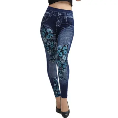 Image de Legging Jean Sans Couture Taille Haute - Style Mode & Gym