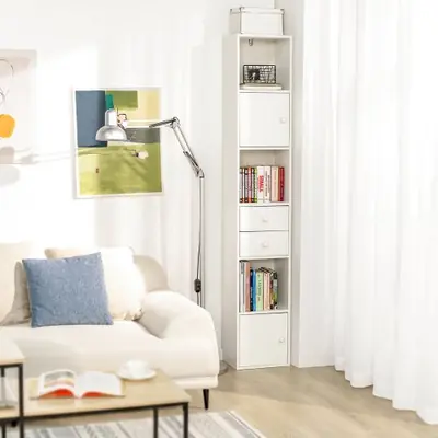 Image de Bibliothèque Étagère avec Tiroirs - Rangement Bureau & Livres
