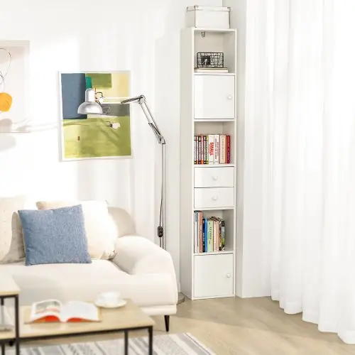Image de Bibliothèque Étagère avec Tiroirs - Rangement Bureau & Livres