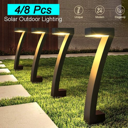 Bild von 4er Set Solar LED Gartenleuchten – Wasserdichte Außenbeleuchtung IP65 für Rasen, Weg, Hof, Terrasse und Auffahrt mit modernem Design