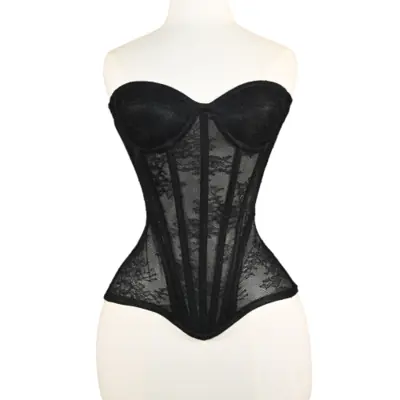 Image de Corset Fantaisie Dentelle Florale avec Bonnets Push-Up