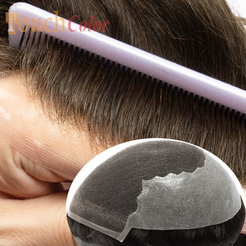 Immagine di Protesi Capelli Uomo con Merletto Svizzero in Capelli Umani Remy – Parrucca Maschile Naturale e Resistente per Sostituzione dei Capelli
