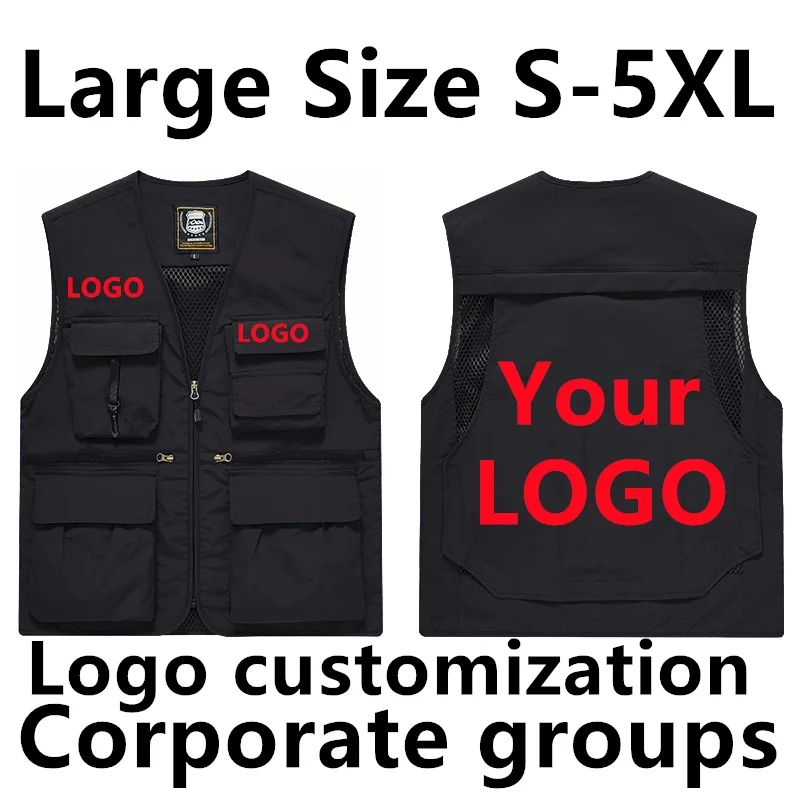 Imagen de Chaleco de trabajo deportivo para hombre con múltiples bolsillos, chaqueta sin mangas resistente para camping y actividades al aire libre, talla grande con opción de logotipo personalizado