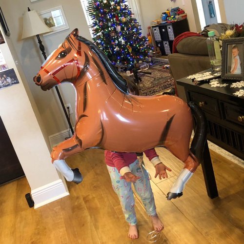 Bild von Übergroßer Pferdeballon aus Aluminiumfolie – Riesiges Cowboy-Pferd für Kindergeburtstage und Bauernhof-Themenpartys
