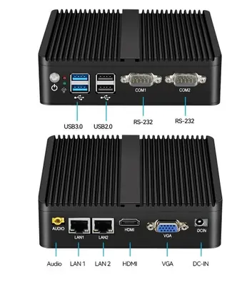 Mini PC Silencieux Intel Celeron J6412/N5105 - 2x LAN, WiFi, 4G LTE