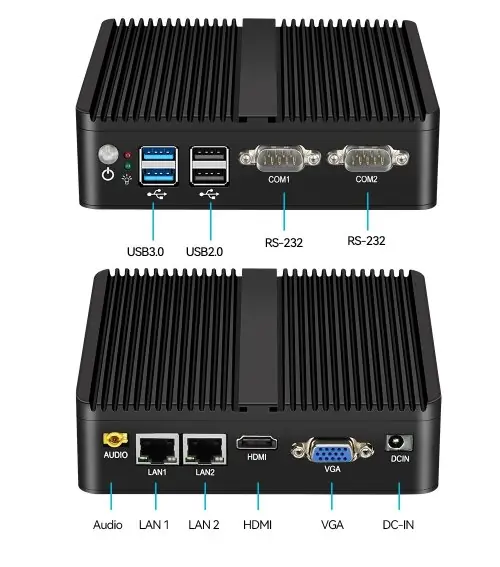 Image de Mini PC Silencieux Intel Celeron J6412/N5105 - 2x LAN, WiFi, 4G LTE