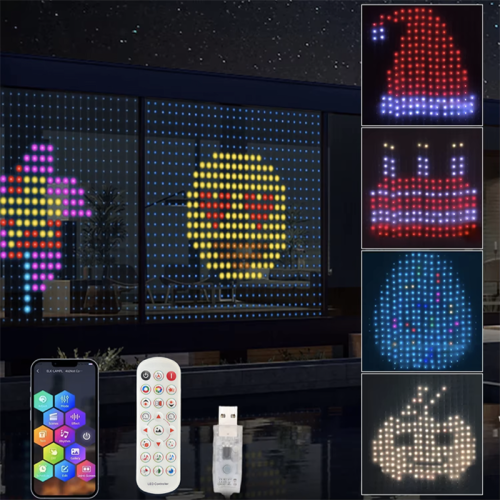 Imagen de Luces de Cortina Inteligentes con 400 LED RGB, Control por Aplicación Bluetooth, Cadena de Luces con Cambio de Color por Música y Pantalla para Decoración de Ventanas y Dormitorios
