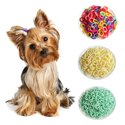 Afbeelding van 100 stuks kleurrijke elastische haarbandjes voor honden – leuke puppy grooming accessoires met diameter 0,87 inch, perfect voor huisdieren verzorging en stijlvolle look