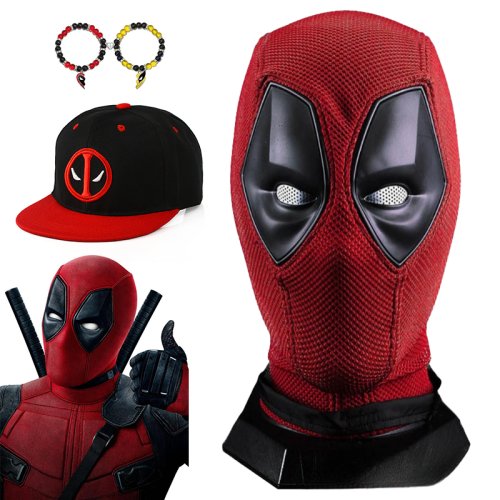 Afbeelding van Deadpool Cosplay Masker voor Mannen - Gebreide Latex Hoofddeksel met Superheld Design, Perfect voor Halloween, Carnaval en Film Themas