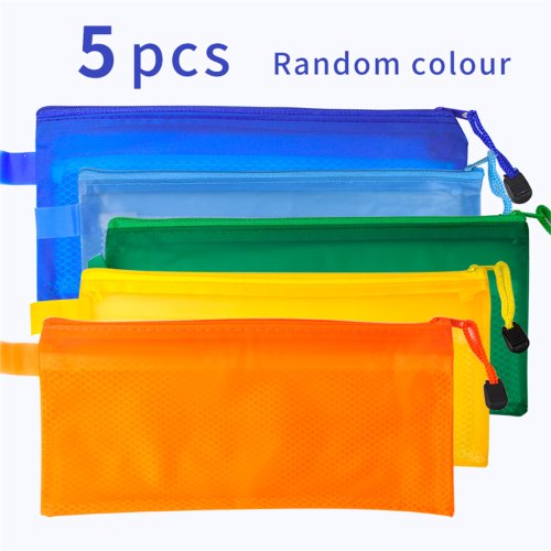 Image of Large Capacity Nylon Mesh Pencil Case with Double Compartment – Durable School Stationery Organizer for Students, Office Supplies, and Cosmetic Storage