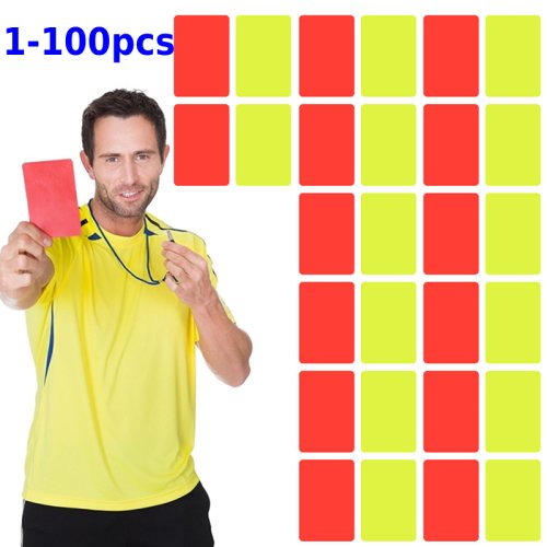 Imagen de Tarjeta Roja y Amarilla Multifunción para Árbitro de Fútbol - Accesorio de Entrenamiento Profesional, Pack de 100 Piezas, Tamaño 3 x 4.3 Pulgadas