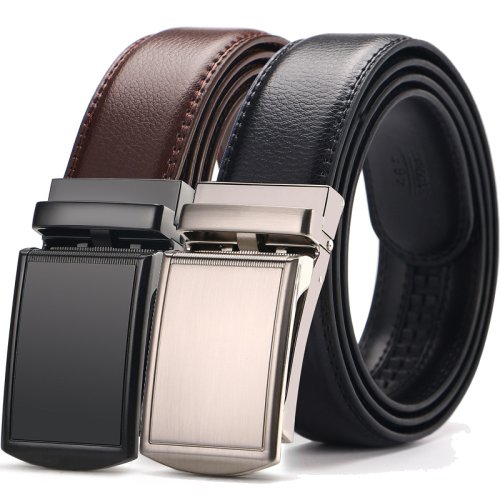 Imagen de Cinturón de Cuero Genuino para Hombre con Hebilla Automática de Metal y Cierre de Trinquete – Correa de Piel de Vaca para Pantalones Vaqueros y Pretina