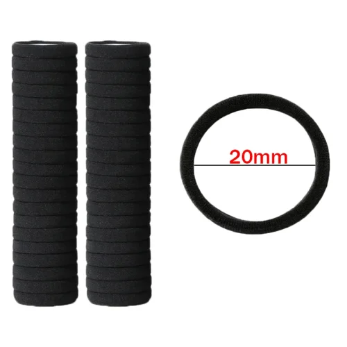 Afbeelding van 10/100 stuks Zwart Basic Haarbanden Vrouwen Meisjes Eenvoudige Hoge Elastische Rubberen Touwen Scrunchies Hoofdband Banden Paardenstaart Houders 2-5cm