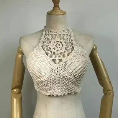 Image de Top femme dentelle dos nu spaghetti sexy soutien-gorge intégré