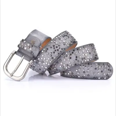 Image de Ceinture Punk Femme en Cuir Vintage avec Rivets