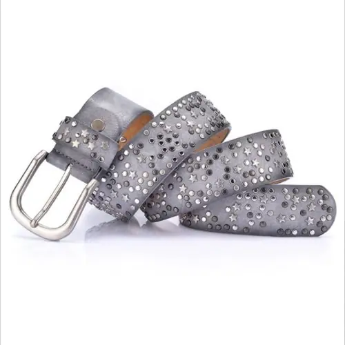 Image de Ceinture Punk Femme en Cuir Vintage avec Rivets