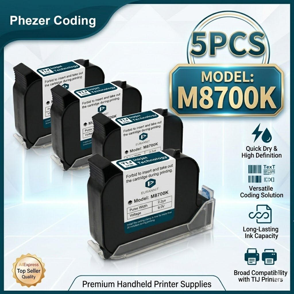 Image of Phezer A Level Ink 1/3/5pcs Handheld Online Inkjet Printer Cartridge Quick Dry Black B Level 12.7mm Original Parts Office