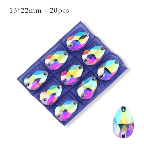 Zdjęcie Crystal AB zwykłe kryształowe szklane cyrkonie do szycia przyszyć Flatback Rhinestone akcesoria do sukni ślubnej DIY wyroby odzieżowe