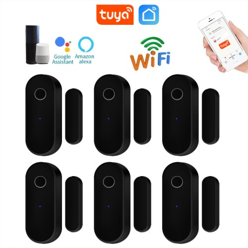 Zdjęcie Bezprzewodowy Detektor Otwarcia Okien i Drzwi Tuya WiFi z Alarmem i Powiadomieniami – Kompatybilny z Smart Life, Alexa i Google Assistant