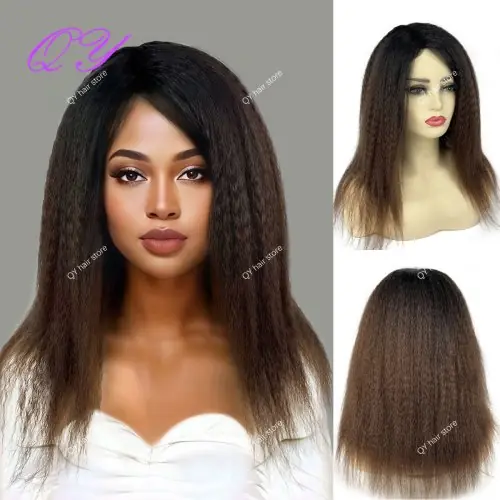 Image de Perruque Synthétique Yaki Marron Longue & Naturelle