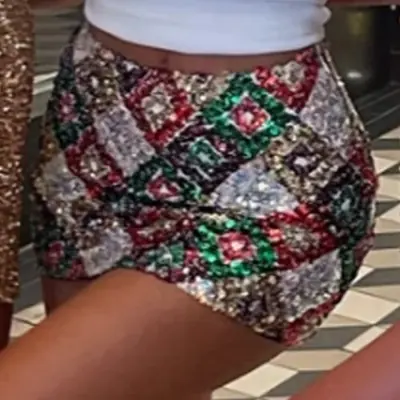 Image de Jupe Mini Paillettes Scintillantes - Style Club & Rave