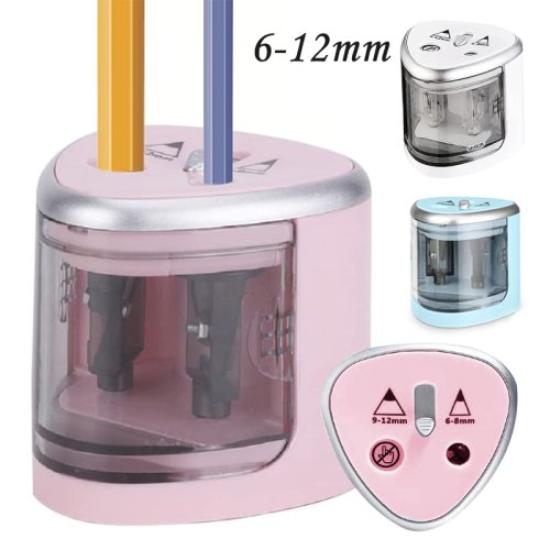 Image of Automatic Electric Pencil Sharpener with Dual Holes – Compact Desk Stationery for Office, School, and Art Supplies
