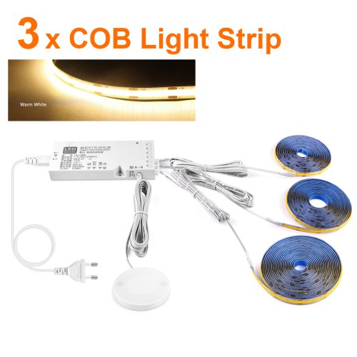 Afbeelding van Slimme dimbare COB LED-strip aanraaksensorverlichting voor keuken kamer kast muur plafond achtergrondverlichting kerstversiering verlichting