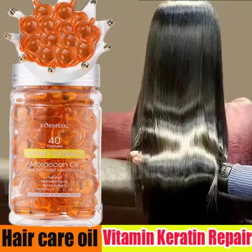 Afbeelding van Natuurlijke Haarvitamine Capsules met Keratineolie – Snelle Herstel voor Zacht, Glad & Glanzend Haar, Diepe Verzorging voor Kroeshaar en Droge Hoofdhuid