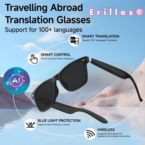 Image of 2025 New AI Translation Smart Glasses Bluetooth Call Headphones UV Protective Lenses Connected Bezel Outdoor Sports Sunglasses