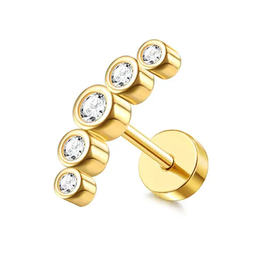Image de Boucles d'oreilles cartilage papillon fleur en acier chirurgical