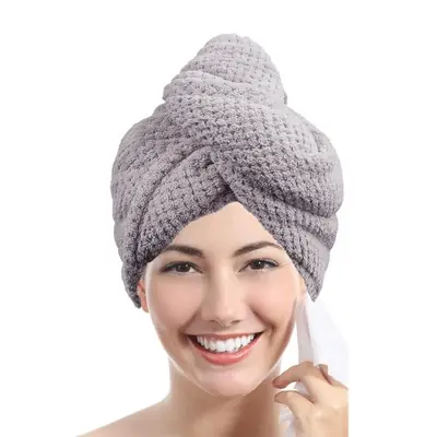 Serviette de Cheveux Absorbante - Bonnet Boutonné pour Cheveux Secs