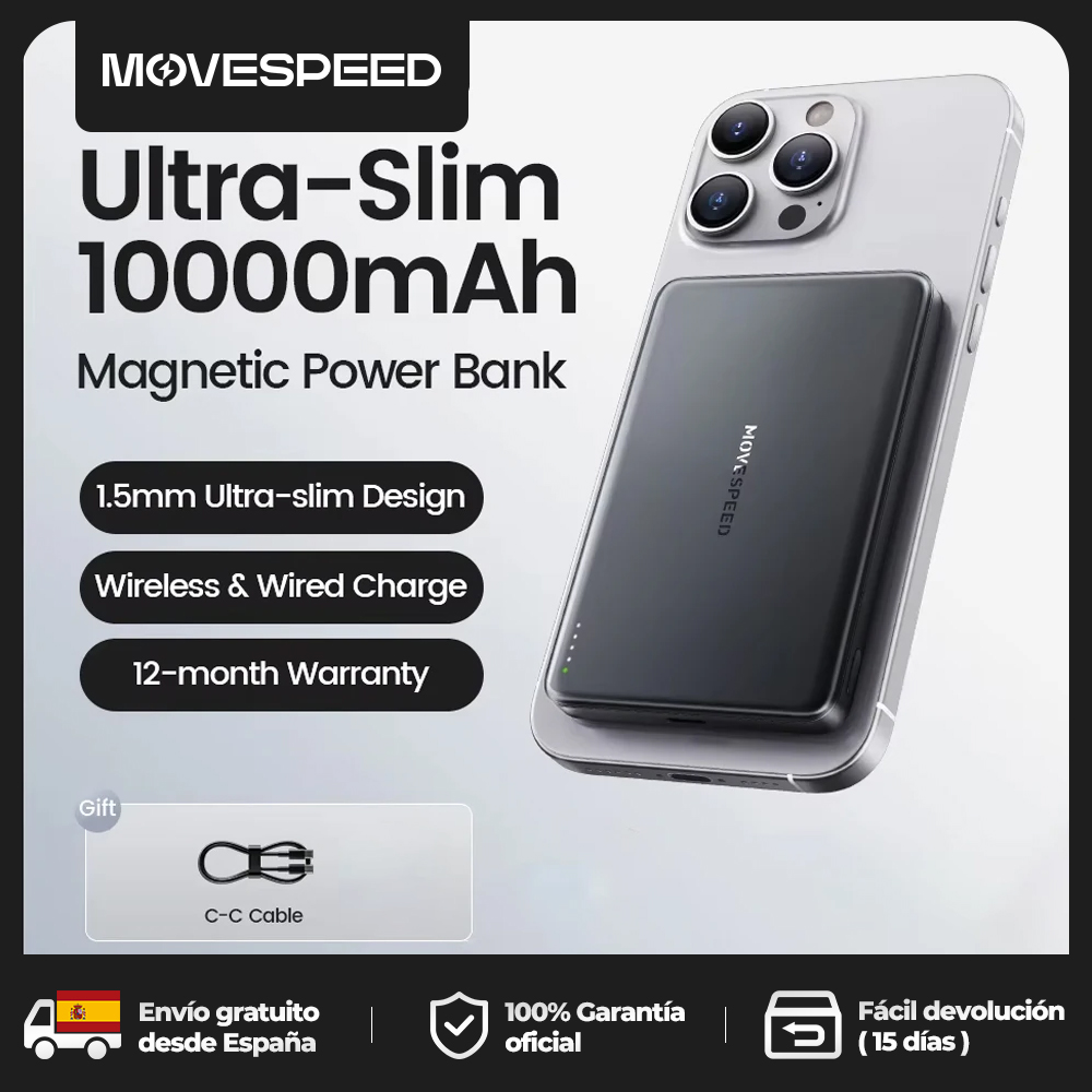 Afbeelding van Magnetische Powerbank 10000mAh – Draadloos Opladen voor iPhone & Samsung
