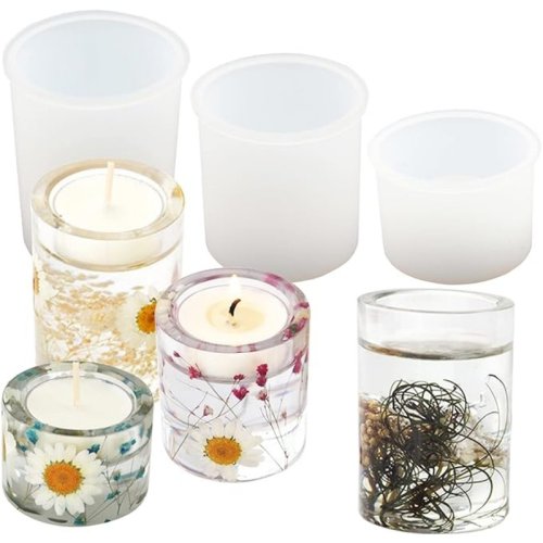 Afbeelding van DIY Kristal Epoxyhars Mal Kaarshouder Grote Middelgrote En Kleine Aromatherapie Kaars Lade Spiegel Siliconen Mal
