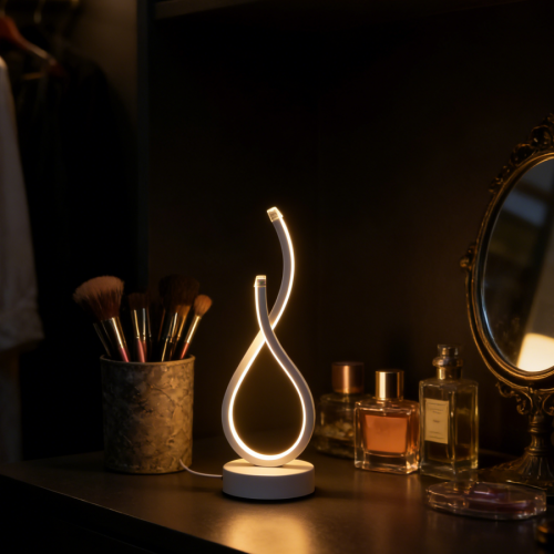 Image of Creative Modern White Love Gesture Desktop Lamp with USB Power Supply and Three-Color LED Lighting for Home, Office, or Gift